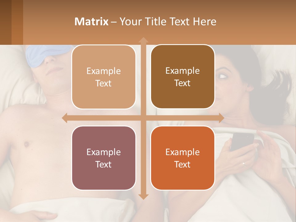 A Man And A Woman Laying In Bed With A Blindfold On Their Eyes PowerPoint Template