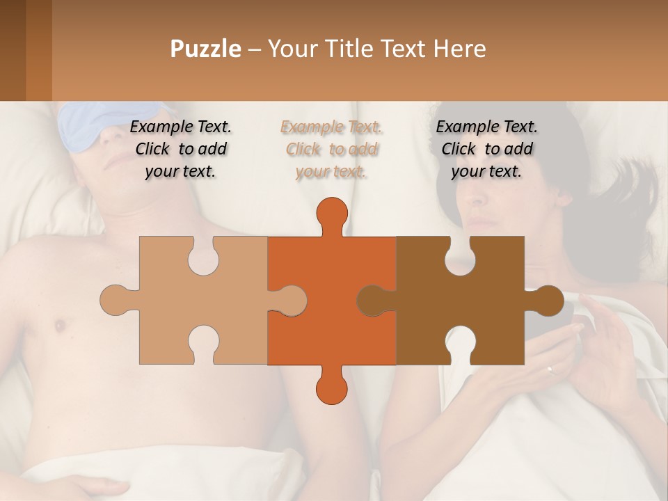 A Man And A Woman Laying In Bed With A Blindfold On Their Eyes PowerPoint Template