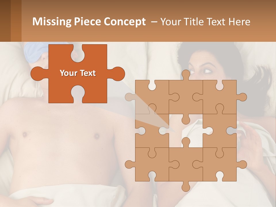 A Man And A Woman Laying In Bed With A Blindfold On Their Eyes PowerPoint Template