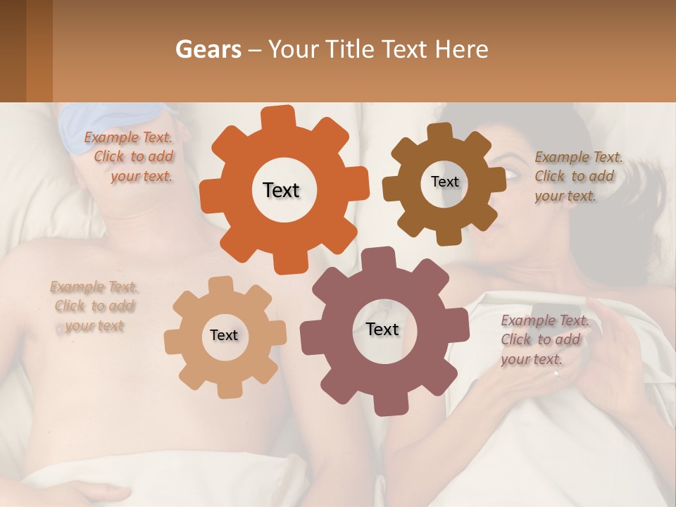 A Man And A Woman Laying In Bed With A Blindfold On Their Eyes PowerPoint Template