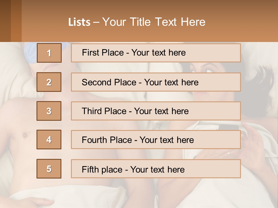 A Man And A Woman Laying In Bed With A Blindfold On Their Eyes PowerPoint Template
