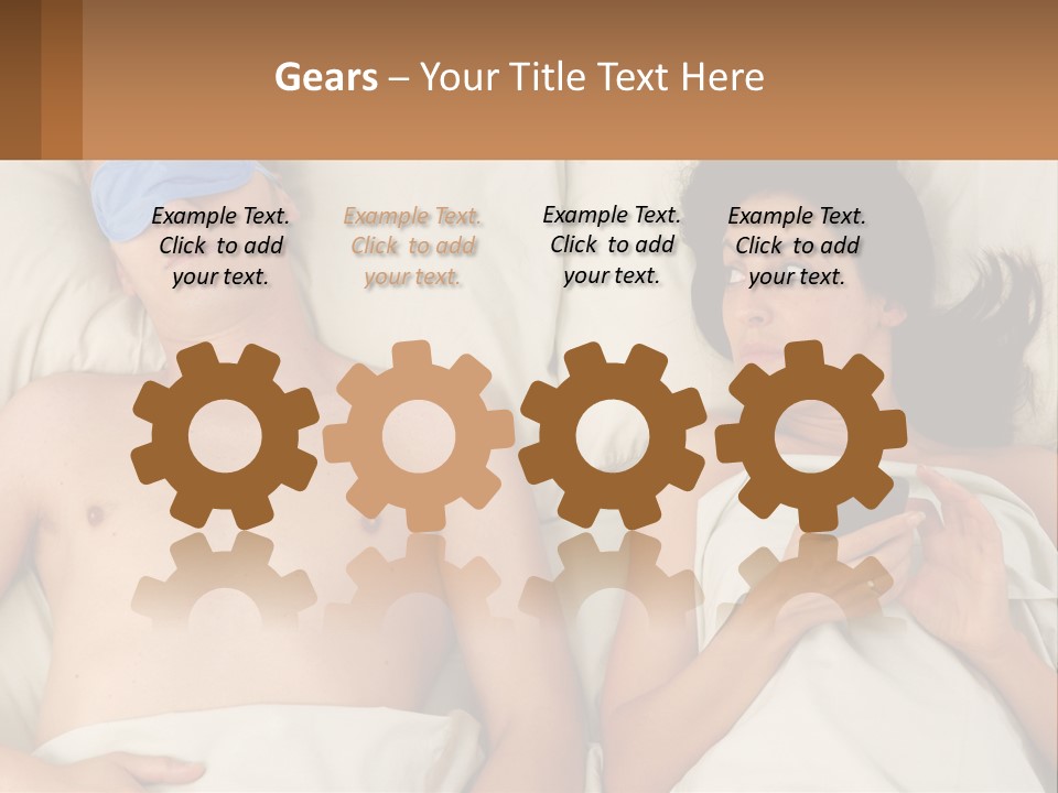 A Man And A Woman Laying In Bed With A Blindfold On Their Eyes PowerPoint Template