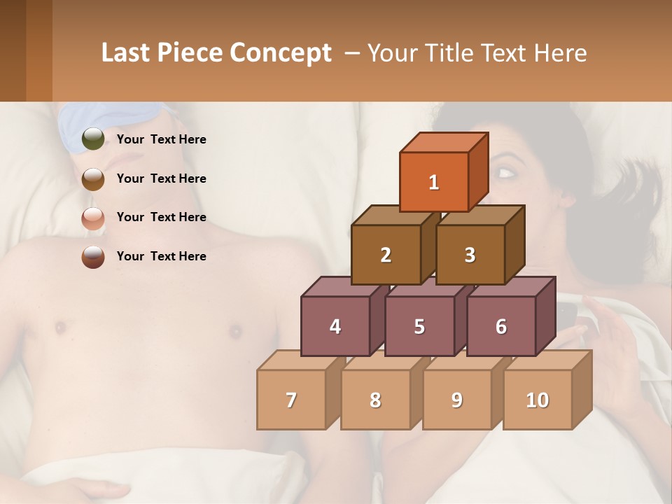 A Man And A Woman Laying In Bed With A Blindfold On Their Eyes PowerPoint Template