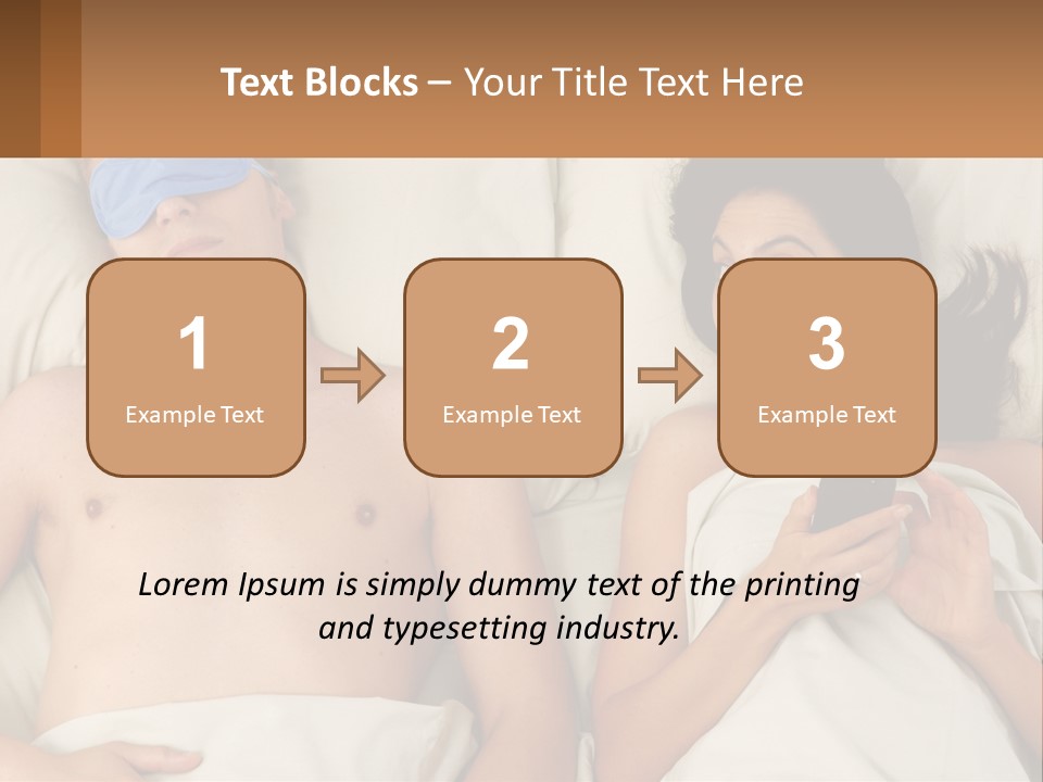 A Man And A Woman Laying In Bed With A Blindfold On Their Eyes PowerPoint Template