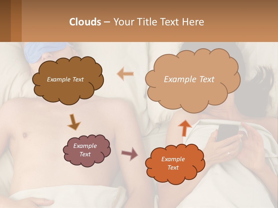 A Man And A Woman Laying In Bed With A Blindfold On Their Eyes PowerPoint Template