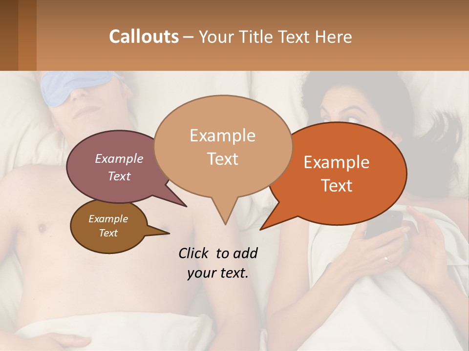 A Man And A Woman Laying In Bed With A Blindfold On Their Eyes PowerPoint Template