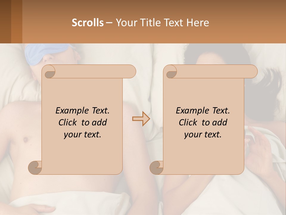 A Man And A Woman Laying In Bed With A Blindfold On Their Eyes PowerPoint Template