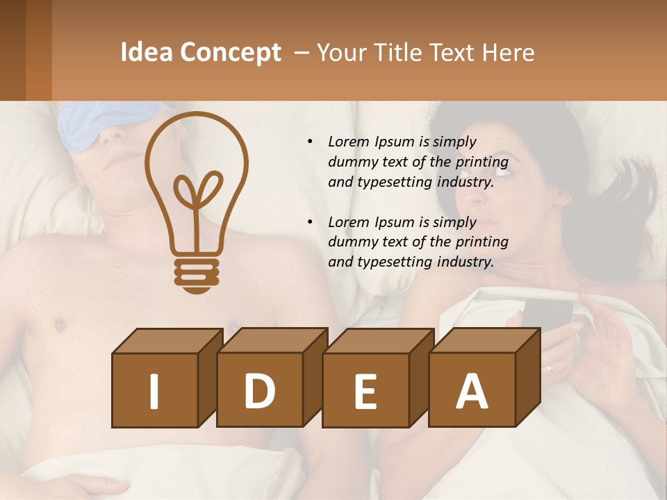 A Man And A Woman Laying In Bed With A Blindfold On Their Eyes PowerPoint Template