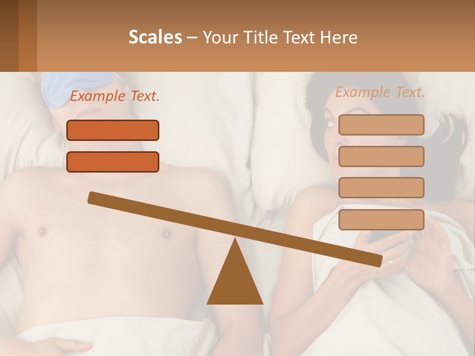 A Man And A Woman Laying In Bed With A Blindfold On Their Eyes PowerPoint Template