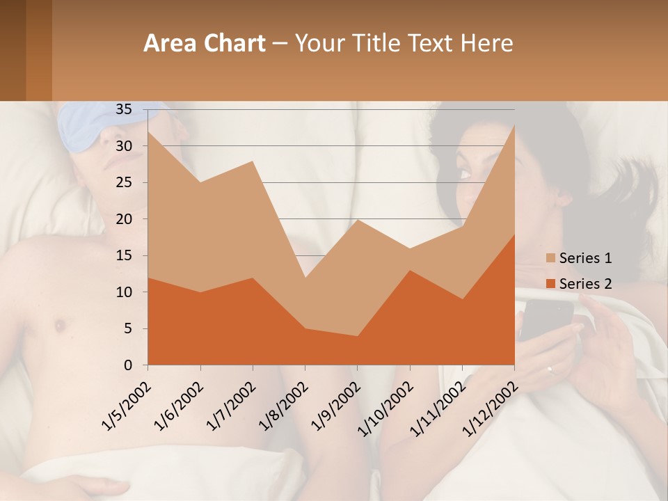 A Man And A Woman Laying In Bed With A Blindfold On Their Eyes PowerPoint Template
