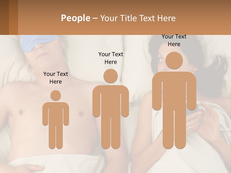 A Man And A Woman Laying In Bed With A Blindfold On Their Eyes PowerPoint Template