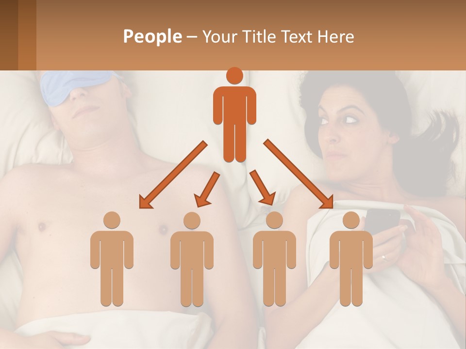 A Man And A Woman Laying In Bed With A Blindfold On Their Eyes PowerPoint Template