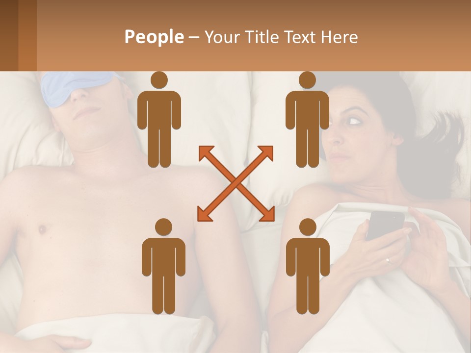 A Man And A Woman Laying In Bed With A Blindfold On Their Eyes PowerPoint Template