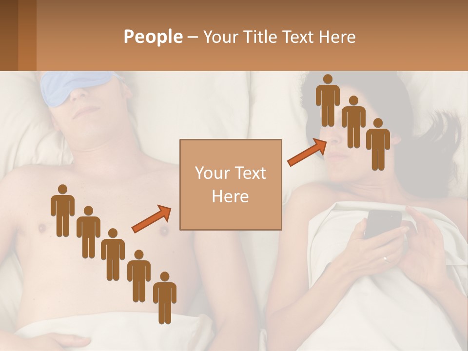 A Man And A Woman Laying In Bed With A Blindfold On Their Eyes PowerPoint Template