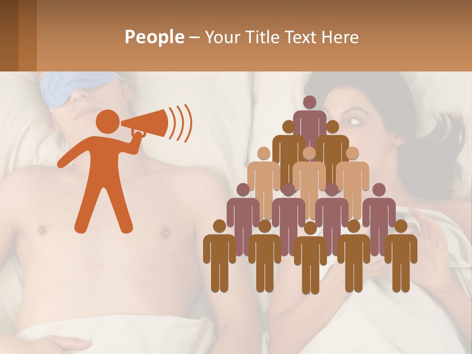 A Man And A Woman Laying In Bed With A Blindfold On Their Eyes PowerPoint Template