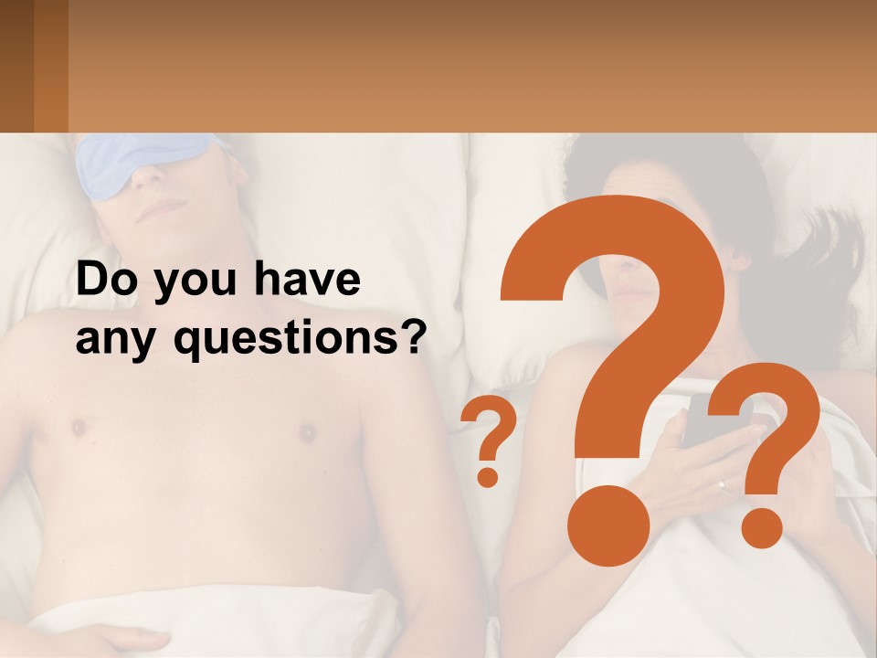 A Man And A Woman Laying In Bed With A Blindfold On Their Eyes PowerPoint Template