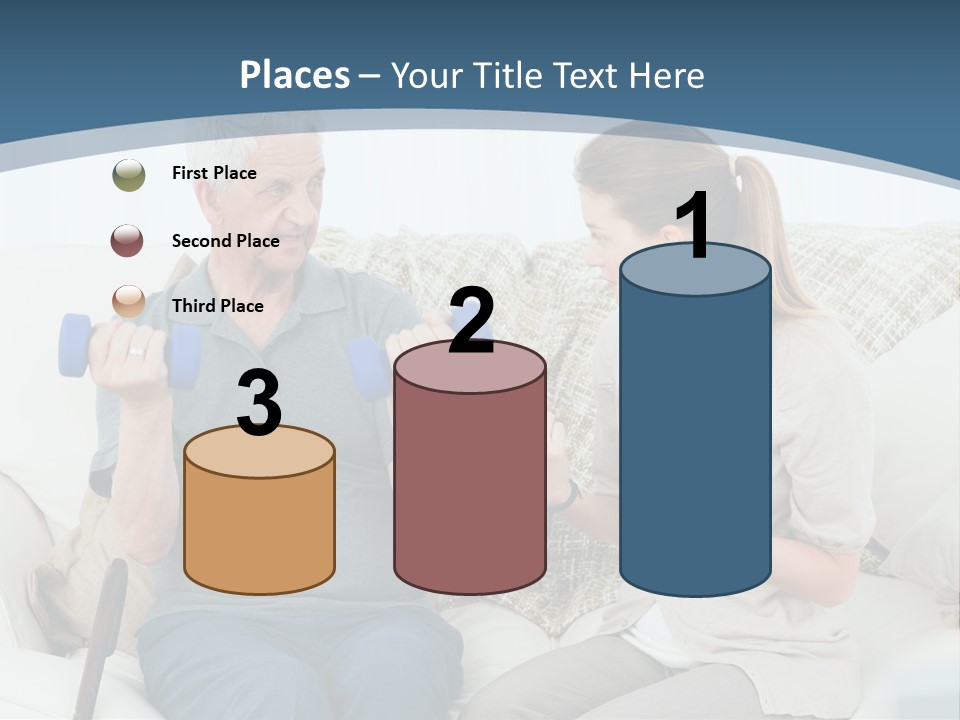 A Woman And A Man Sitting On A Couch With Dumbbells PowerPoint Template