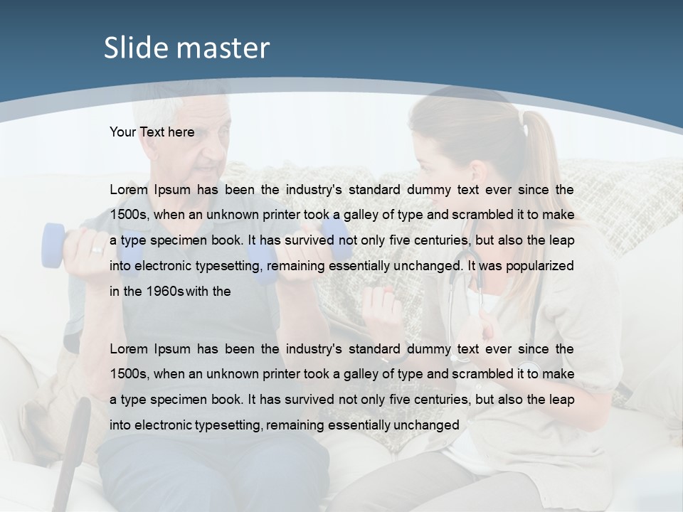 A Woman And A Man Sitting On A Couch With Dumbbells PowerPoint Template