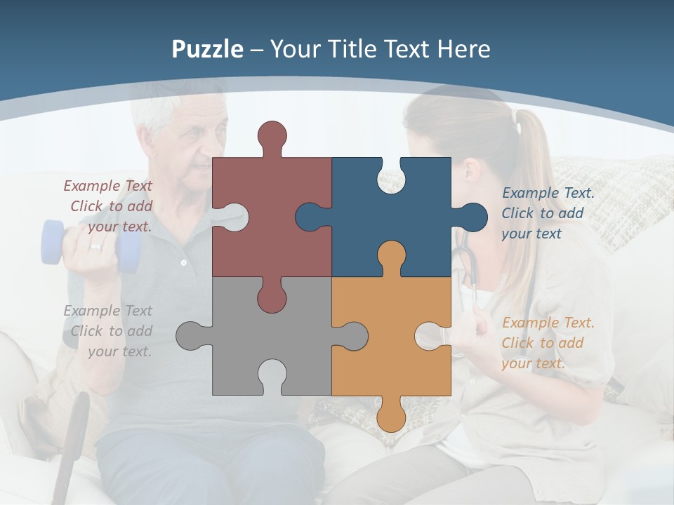 A Woman And A Man Sitting On A Couch With Dumbbells PowerPoint Template