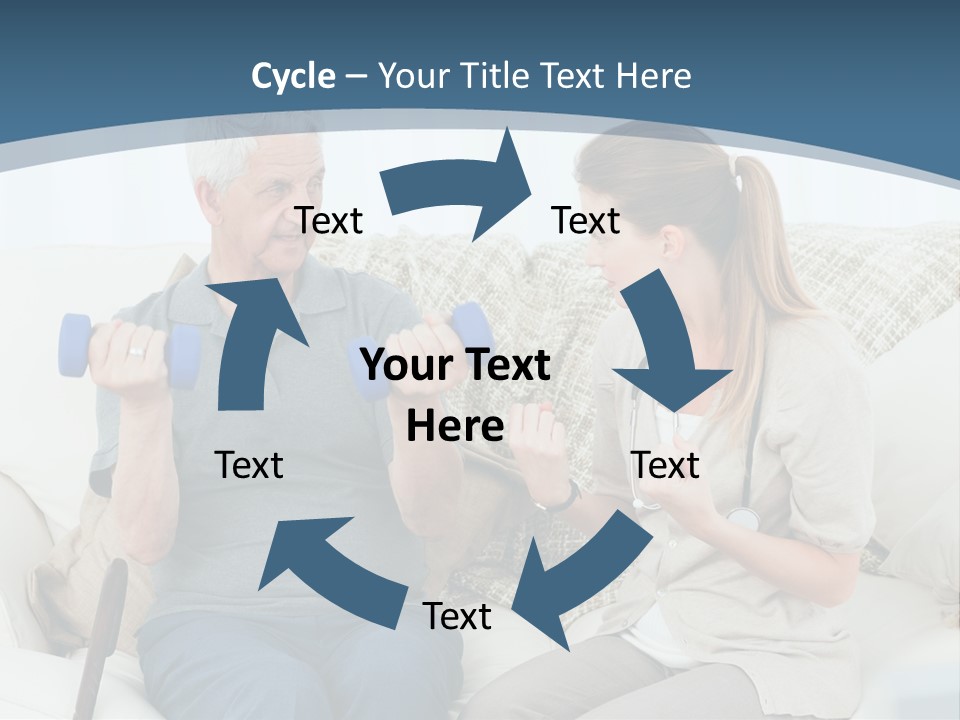 A Woman And A Man Sitting On A Couch With Dumbbells PowerPoint Template