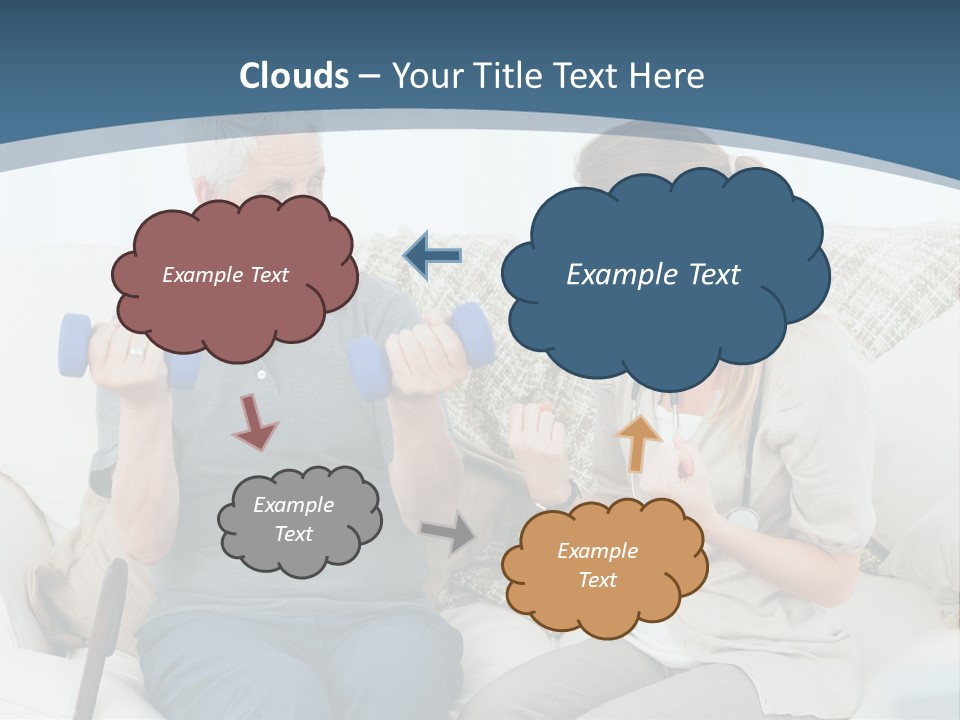 A Woman And A Man Sitting On A Couch With Dumbbells PowerPoint Template