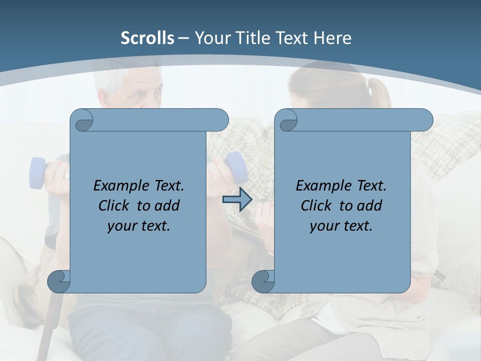 A Woman And A Man Sitting On A Couch With Dumbbells PowerPoint Template