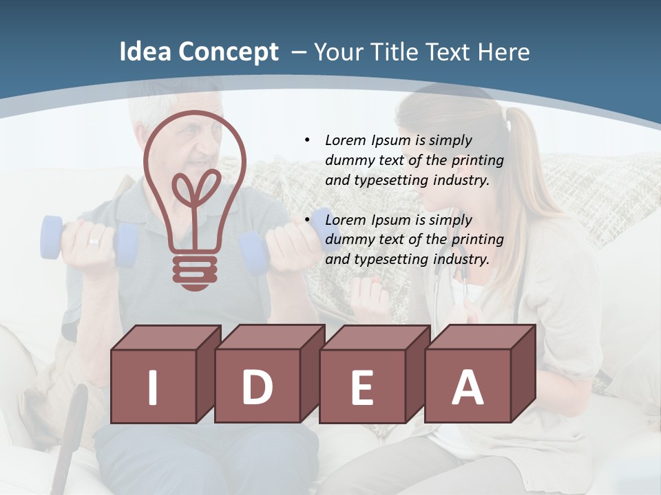 A Woman And A Man Sitting On A Couch With Dumbbells PowerPoint Template