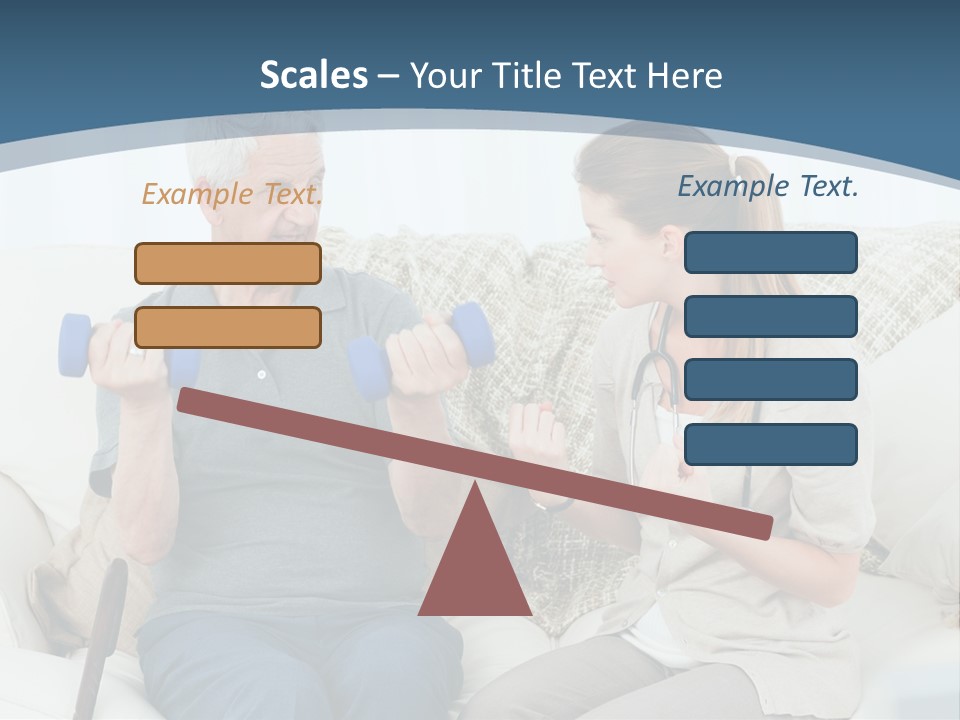 A Woman And A Man Sitting On A Couch With Dumbbells PowerPoint Template