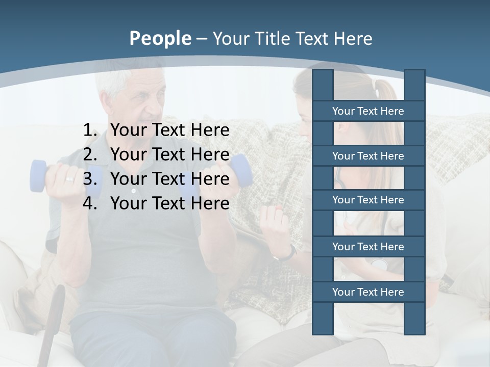 A Woman And A Man Sitting On A Couch With Dumbbells PowerPoint Template