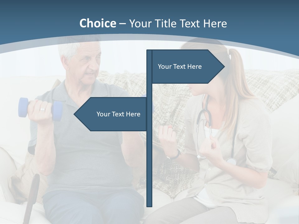 A Woman And A Man Sitting On A Couch With Dumbbells PowerPoint Template