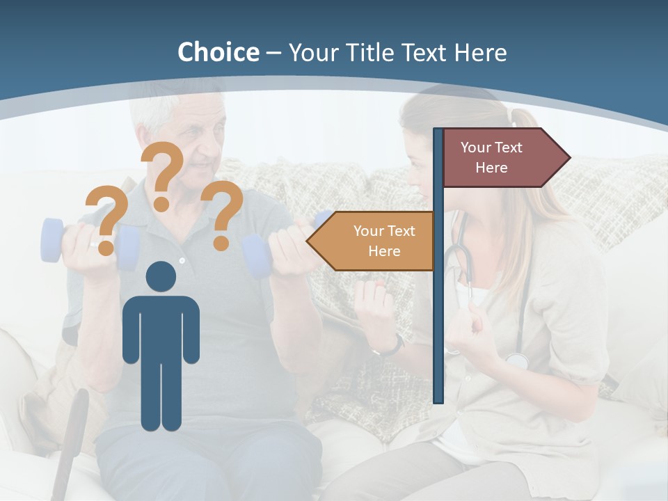 A Woman And A Man Sitting On A Couch With Dumbbells PowerPoint Template