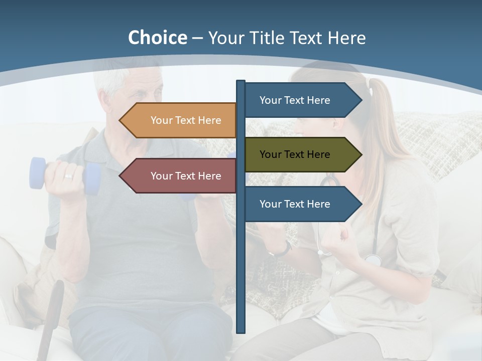 A Woman And A Man Sitting On A Couch With Dumbbells PowerPoint Template