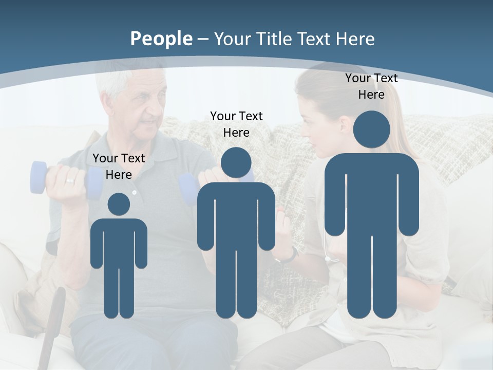 A Woman And A Man Sitting On A Couch With Dumbbells PowerPoint Template