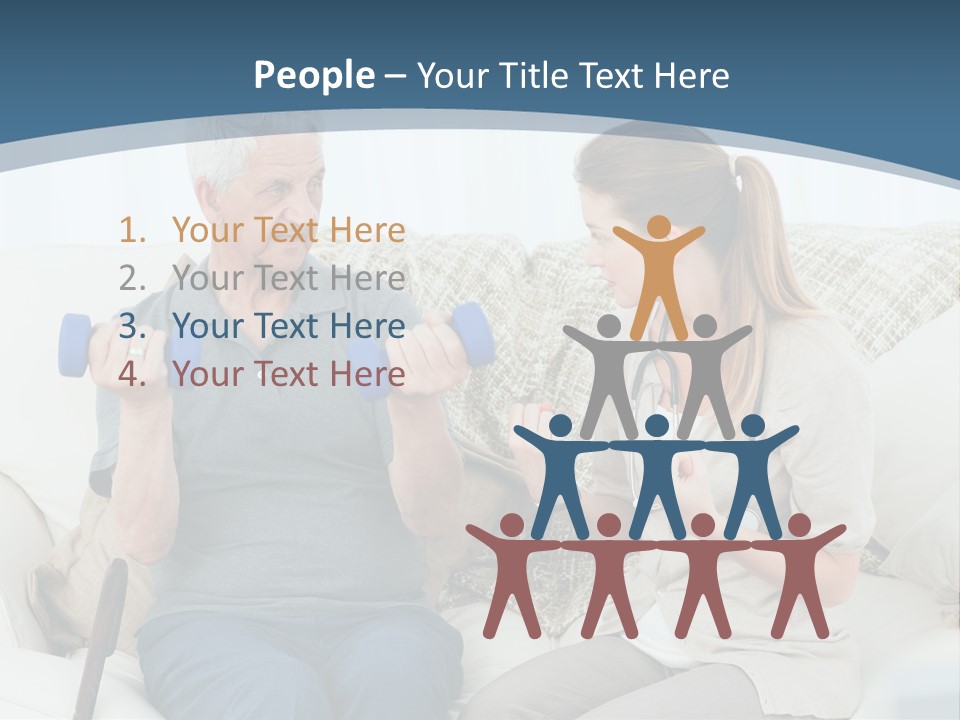 A Woman And A Man Sitting On A Couch With Dumbbells PowerPoint Template