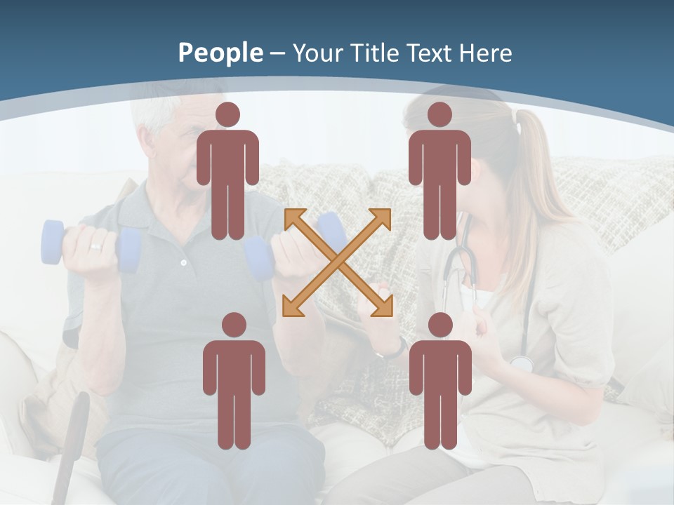 A Woman And A Man Sitting On A Couch With Dumbbells PowerPoint Template