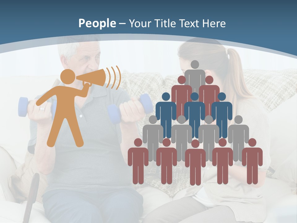 A Woman And A Man Sitting On A Couch With Dumbbells PowerPoint Template