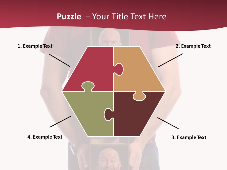 A Man Is Holding A Box With Photos On It PowerPoint Template