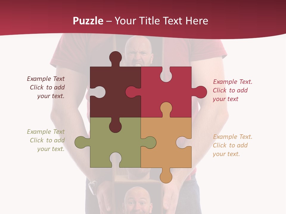 A Man Is Holding A Box With Photos On It PowerPoint Template