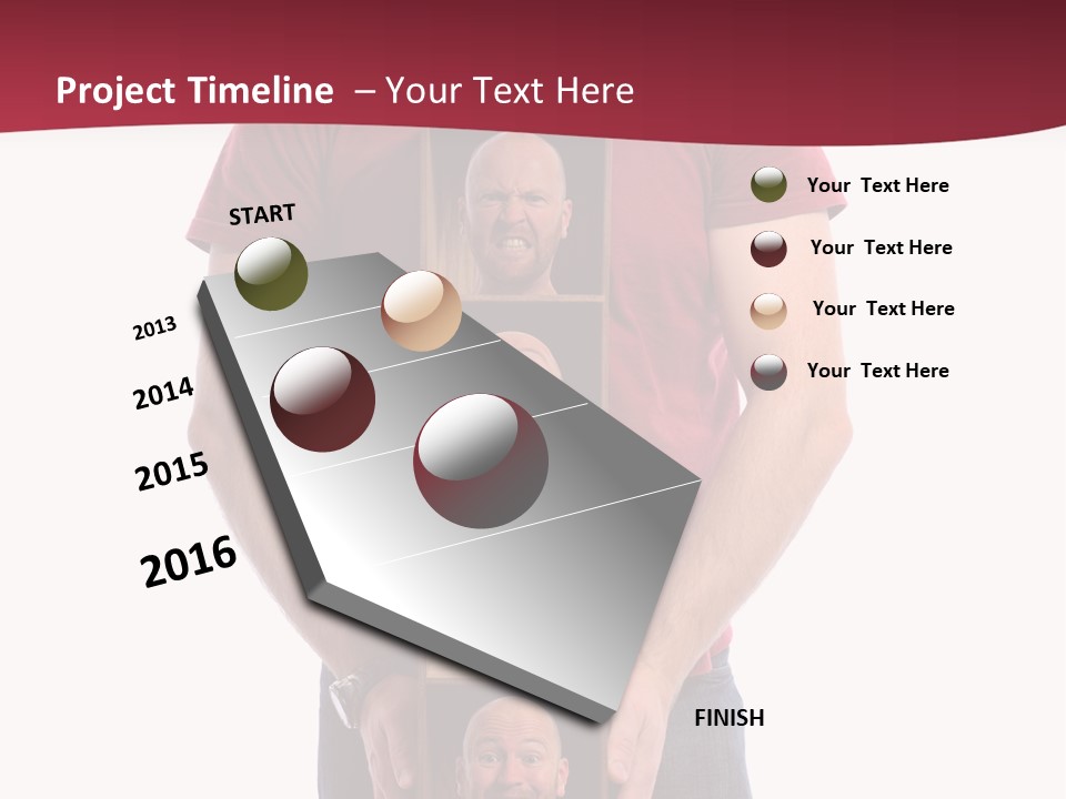 A Man Is Holding A Box With Photos On It PowerPoint Template