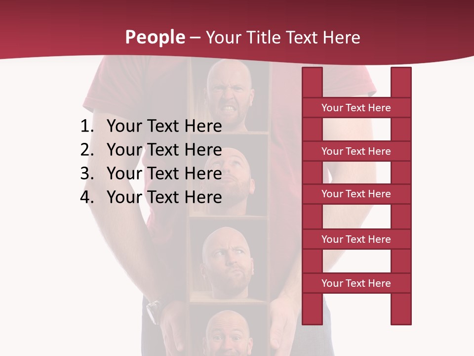 A Man Is Holding A Box With Photos On It PowerPoint Template