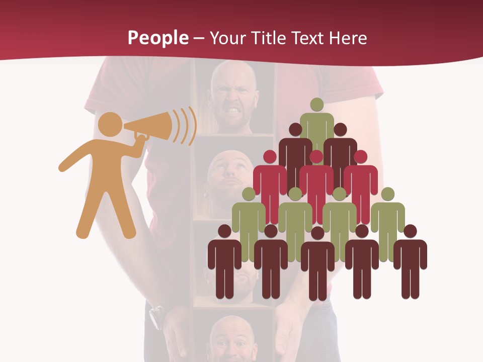 A Man Is Holding A Box With Photos On It PowerPoint Template