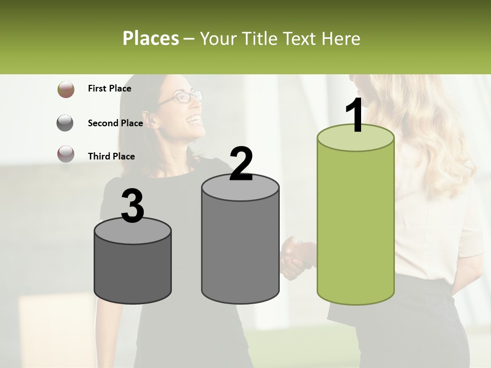 A Woman Shaking Hands With Another Woman In A Black Dress PowerPoint Template