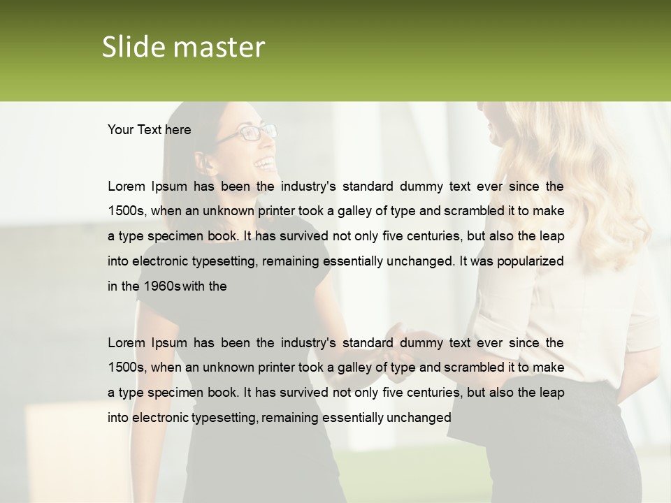 A Woman Shaking Hands With Another Woman In A Black Dress PowerPoint Template