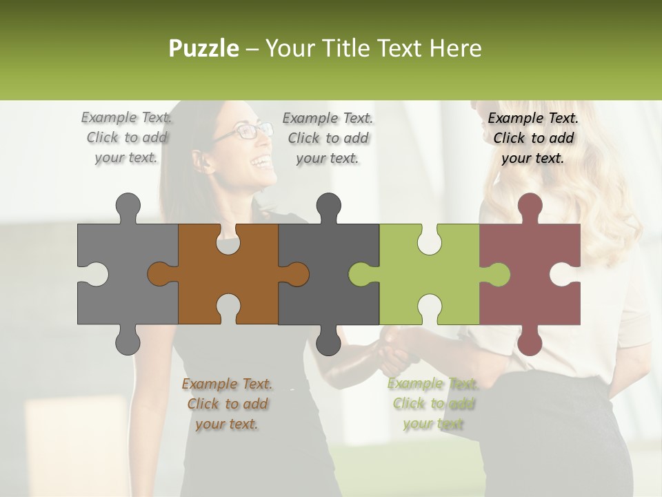 A Woman Shaking Hands With Another Woman In A Black Dress PowerPoint Template