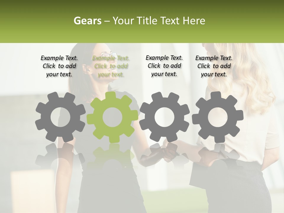 A Woman Shaking Hands With Another Woman In A Black Dress PowerPoint Template