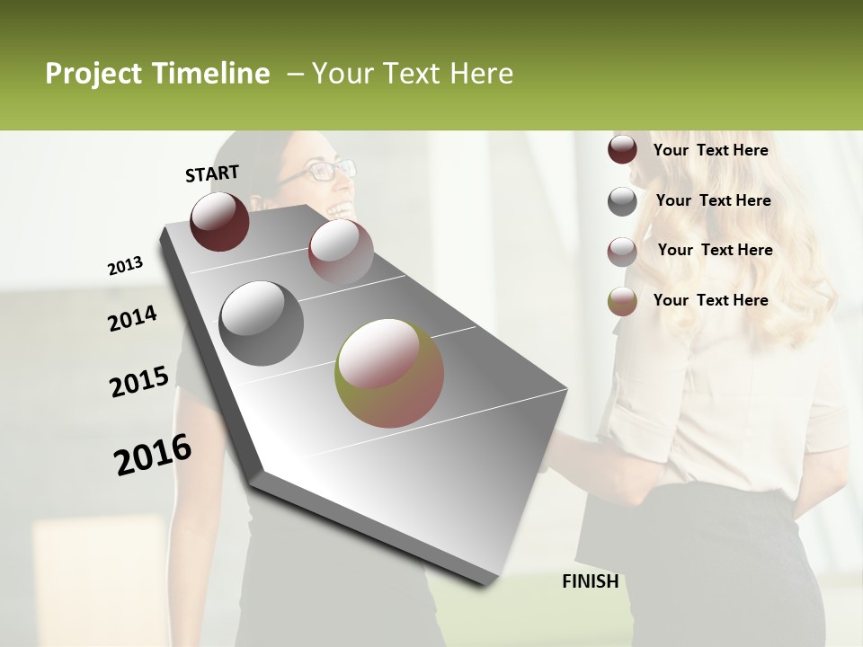 A Woman Shaking Hands With Another Woman In A Black Dress PowerPoint Template