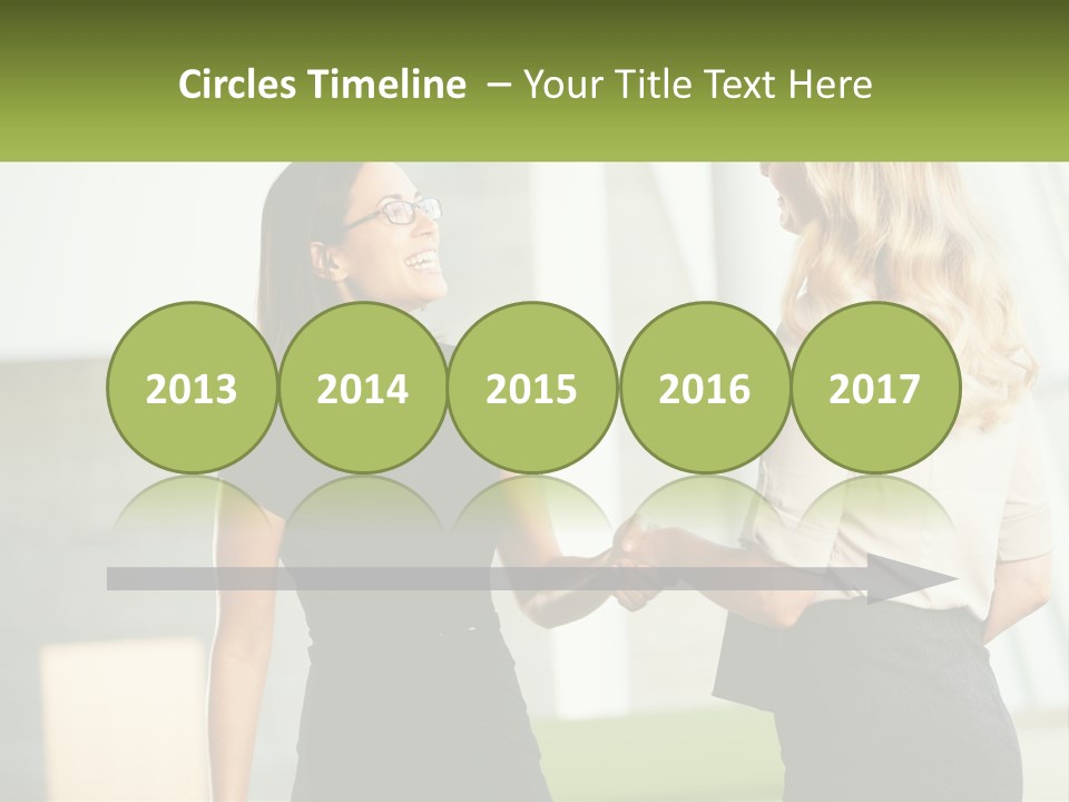 A Woman Shaking Hands With Another Woman In A Black Dress PowerPoint Template