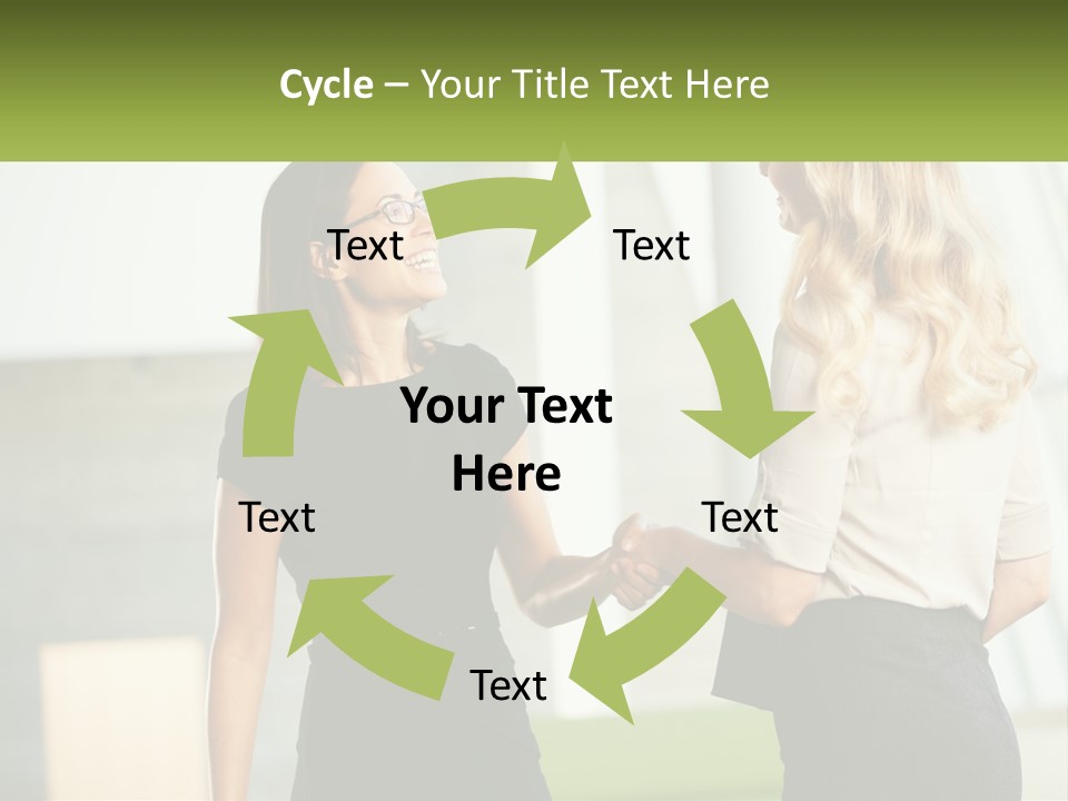 A Woman Shaking Hands With Another Woman In A Black Dress PowerPoint Template