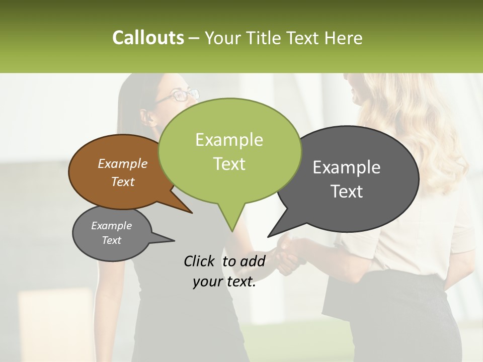 A Woman Shaking Hands With Another Woman In A Black Dress PowerPoint Template