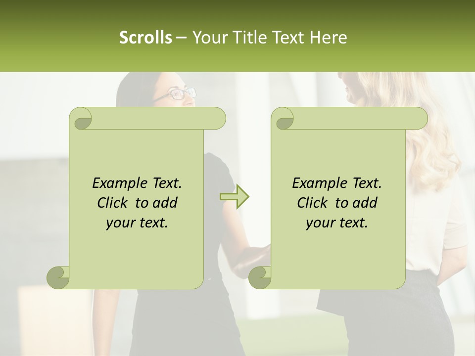 A Woman Shaking Hands With Another Woman In A Black Dress PowerPoint Template